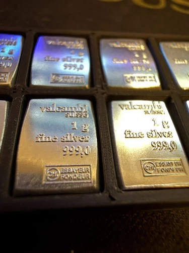 10x Valcambi Suisse Combi Bar Silver 1g .999 10 Single bars total 10 grams
