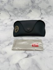 Ray-Ban Sunglasses Case,Large Black Leather Soft Pouch Universal,Gray Cloth,Wide