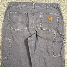 Carhartt Dungaree Fit Mens 36x34 Navy Blue Carpenter Work Pants Distressed