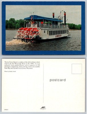 La Crosse Queen Stern Paddlewheeler Mississippi River Wisconsin Postcard MWM