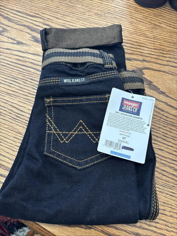 2T Wrangler Premium Relaxed Kleinkind Jungen Western Denim Jeans verstellbarer Bund