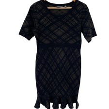 Nina Leonard Curvy Ruffle Hem Sweater Dress Small Dark Academia Witchy Dark Y2K