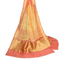 Sushila Vintage Yellow Dupatta 100 Pure Cotton Printed  Woven Long Stole Wrap