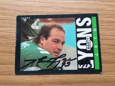 1985 Topps Marty Lyons Autographed Football Card New York Jets #343 Alabama