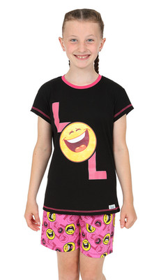 Kurzer LOL Happy Face Laugh Out Loud Pyjama Schlafanzug 9 bis 15 Jahre
