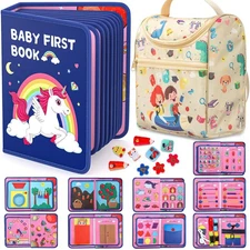 Fedonak 20 in 1 Montessori-Toys Busy Board for Toddlers 1-3 Busy Book for 1 2...