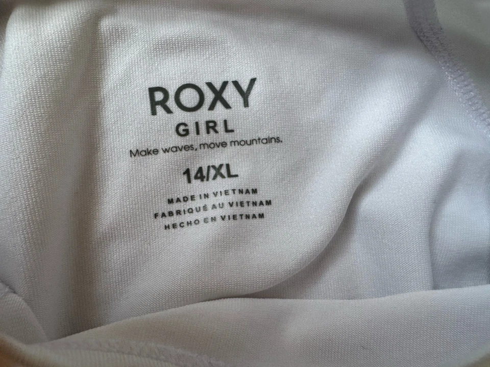 Conjunto de ropa inferior de natación Roxy para niñas grandes blanco rosa manga larga protector contra erupciones XL 14 Foto 4 de 4