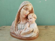Scultura Busto Madonna Bambino PANNUNZIO Ceramica ANTICA Liberty Maria Gesù art