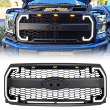 Raptor Style Front Grille Wemblem Hole Drl Turn Light For 2015-2017 Ford F150 Raptor Style Front Grille Wemblem Hole Drl Turn Light For 2015-2017 Ford F150