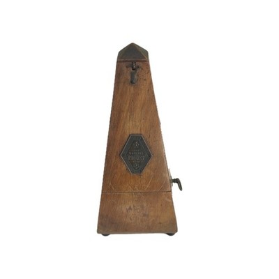 Antikes Metronom de Maelzel Paquet 1815-1846 zum Aufziehen aus Holz 9 Zoll