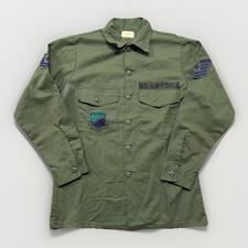 Vintage OG 507 Shirt Mens L 60s 70s Air Force Military OD Green Fatigue Uniform