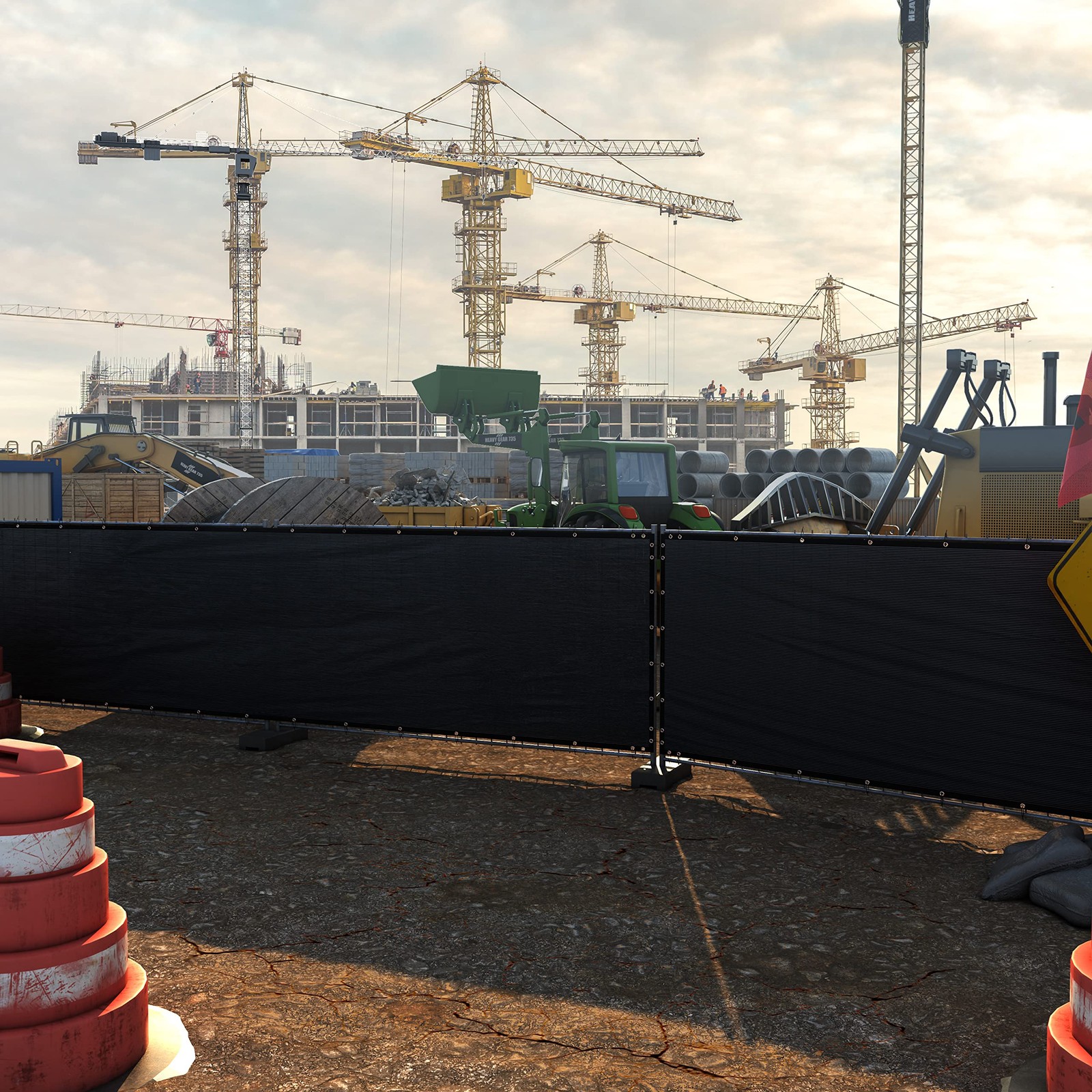 ColourTree 4' x 12' Black Fence Screen Privacy Screen - Commercial Grade 170 GSM