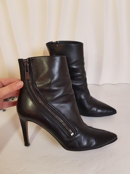 Women Boss Ankle Boots Black Leather 40
