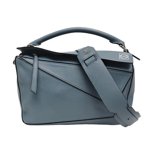 【Authentic】 LOEWE Puzzle Blue Leather Handbags (DDP)