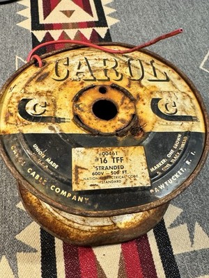 Vintage Carol #16 TFF Stranded Copper Wire Spool Industrial RI