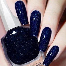 Smalto Glitter, Smalto Blu Scuro, Diamante Glitter Asciugatura Rapida Smalto Unghie