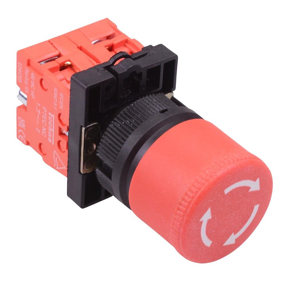 Techna PtecMushT30 30mm Emergency Stop Button Switch Plastic 10A 2NC