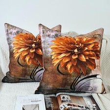 Soft Decorative Chenille and Yellow Throw Pillow 18" x 18" Pack of 2 Brown