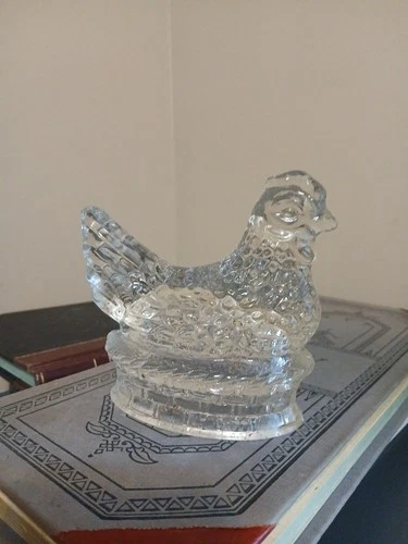 Vintage Glass Rooster Candy Jar -Depression Era- 4 1/2" Tall