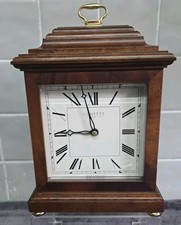 Comitti of London Mantel Clock in Wooden Case Roman Numerals Keeps Perfect Time