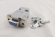 1x DB9 Female Jack 9Pin 2 Rows D-Sub Connector Grey Plastic Hood Cover Backshell