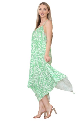 Women's Italian Elephant Print Strappy Hanky Hem V Neck Sleeveless Dress Summer - Picture 80 of 112