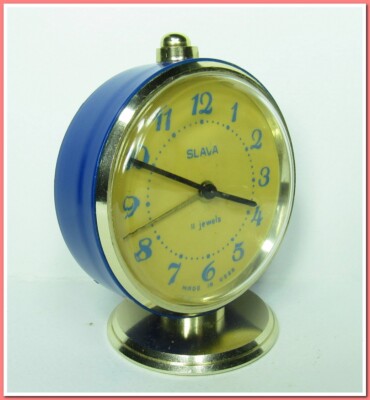 Slava alarm clock, mechanical, vintage decoration year 1980's #30724