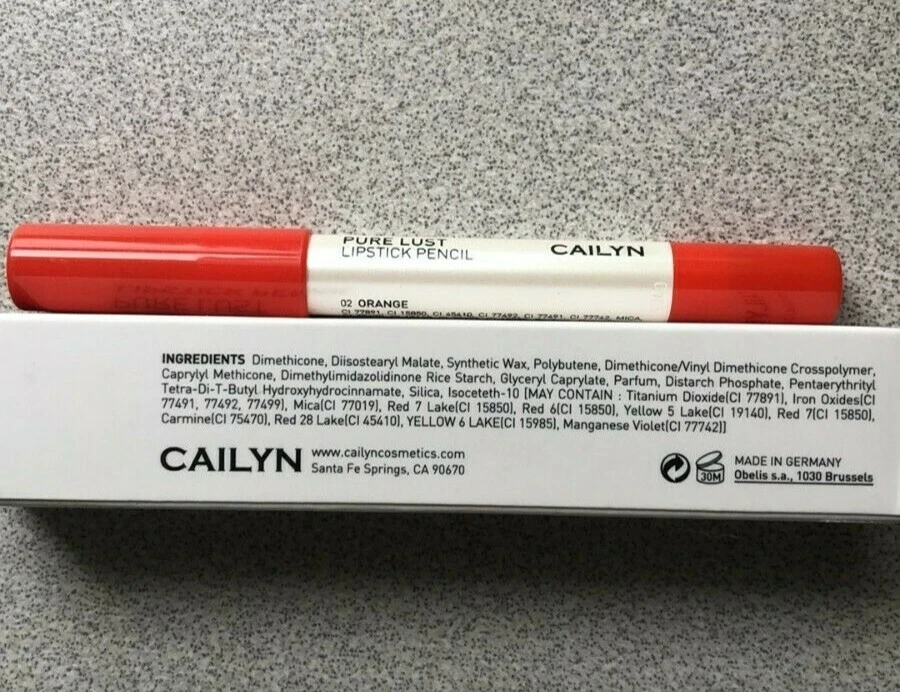 Cailyn Pure Lust Lipstick Pencil 02 Orange Net Wt. 0.1 oz New In Box Germany  - Image 4 of 4