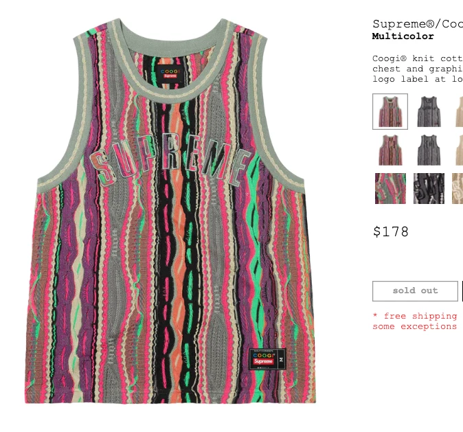 Supreme x Coogi Basketball Jersey Multicolor 2XL Textured Knit 3D NEW In Hand