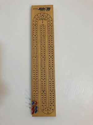 Vintage Official Mister 29 Hardwood Cribbage Board - 14'' x 2 7/8'' x 1/2''
