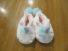 NEW TODDLER UNICORN SLIPPERS WHITE WITH BLUE PURPLE PINK ACCENTS SIZE 3-4
