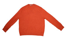 Vince. Mens Burnt Orange Cashmere Long Sleeve V Neck Pullover Sweater Size XXL