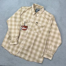 Dixxon Shirt Mens 3XL XXXL Beige Plaid Button Snap Delmos Speed Butte Flannel