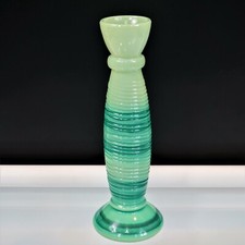 Swirl Glass Bud Vase Shades Of Green Vintage Made in Spain Hallmarked YE