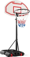 Kids Height-Adjustable Basketball Hoop, Portable Backboard Set W/ 2 Wheels, Fill