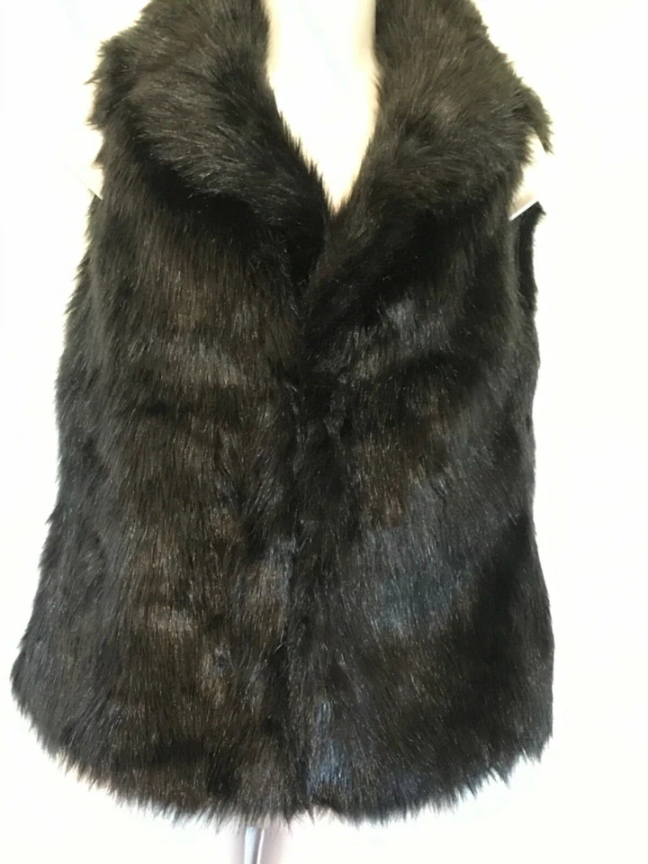 B.B. Chaleco Dakota de piel sintética peludo negro para mujer talla M como nuevo Foto 2 de 3