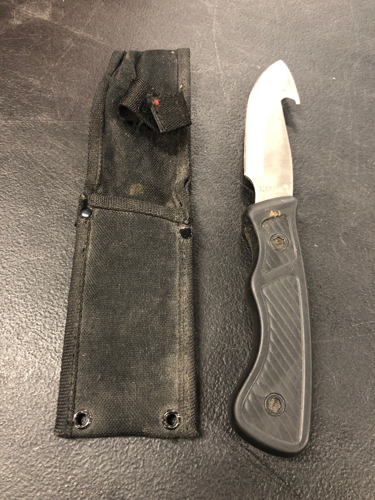 Maxam Hookblade Knife Seatbelt Cutter With Sheath Case eBay