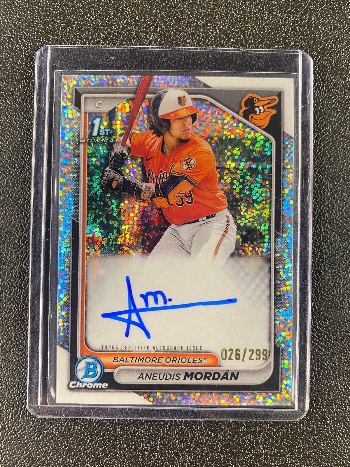 2024 Bowman Chrome Aneudis Mordan 1st Bowman Speckle Refractor Auto /299