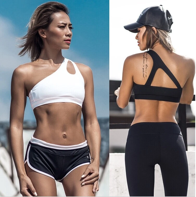 Women's One Shoulder Sports Bra Sexy Cute High Impact Running