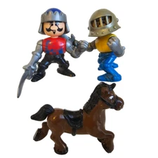 Playskool Lil Playmates Knight Figure Lot of 3 Medieval Swords Brown Horse Vtg