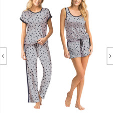 Lucky Brand, 4 Pc - Tank w Shorts Tee w Pants PJ Set GREY STARS,X-LARGE NWT