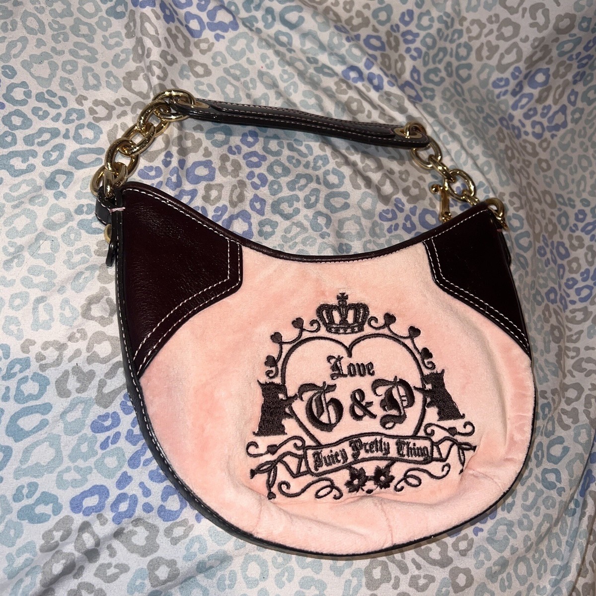 Vintage Brown Pink Juicy Couture Purse Shoulder Bag Handbag Y2K