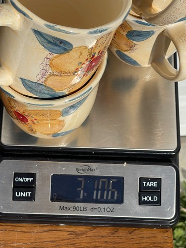 Six Vintage Gibson Delilah Flower Coffee Mugs Blue Gold Red Handpainted - Picture 12 of 12