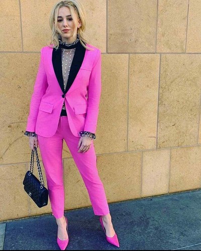 Formal Hot Pink Single Breasted Fashion Office Lady Women's Suit Costumes  For Work Slim Casual Plus Size Jacket Blazer Pants - Pant Suits - AliExpress