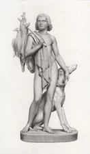 Captivating 1800s THOMAS CRAWFORD Engraving "The Proud Hunter & Dog" FRAMED COA