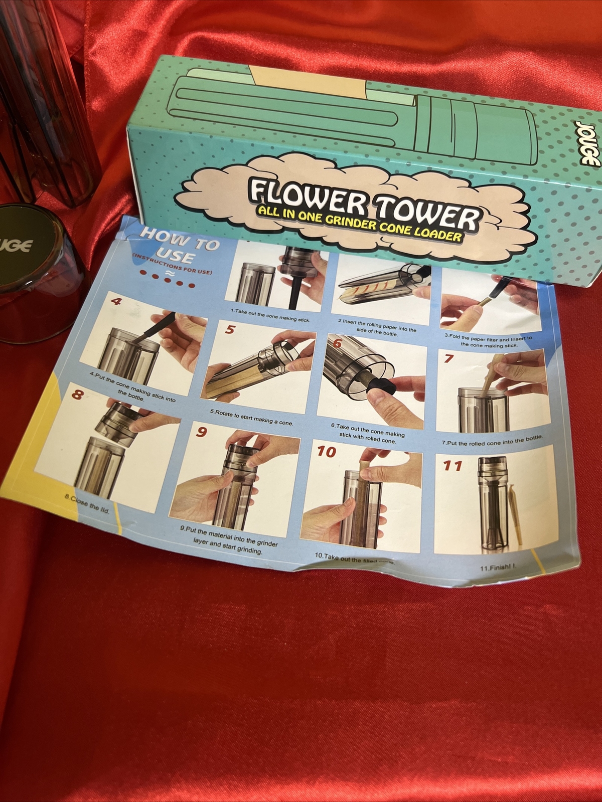 Jouge Flower Tower All In One Grinder Cone Loader Filler Black eBay