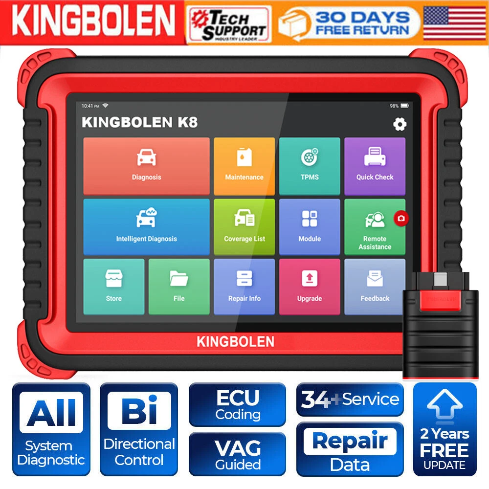 Kingbolen K8 all Systems OBD2 Scanner with ECU Coding and Bi-Directional  test 