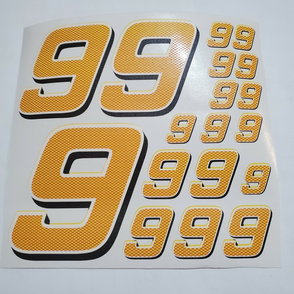 Carbon Fiber w/ Yellow & Black #9's Racing Decal Sheet 1/8-1/10-1/12 RC Models