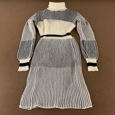Shein Women's Small US SIze 4 Gray Striped Turtleneck Blouson Sweater Dress New