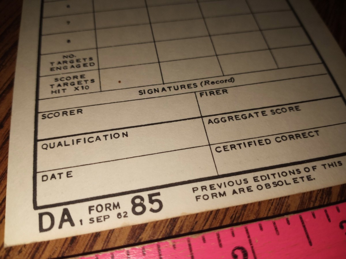 ARMY~DA FORM 85~(2) Record Scorecards, Machine Gun Marksmanship (1962) | eBay army-da-form-85-2-record-scorecards-machine-gun-marksmanship-1962-ebay